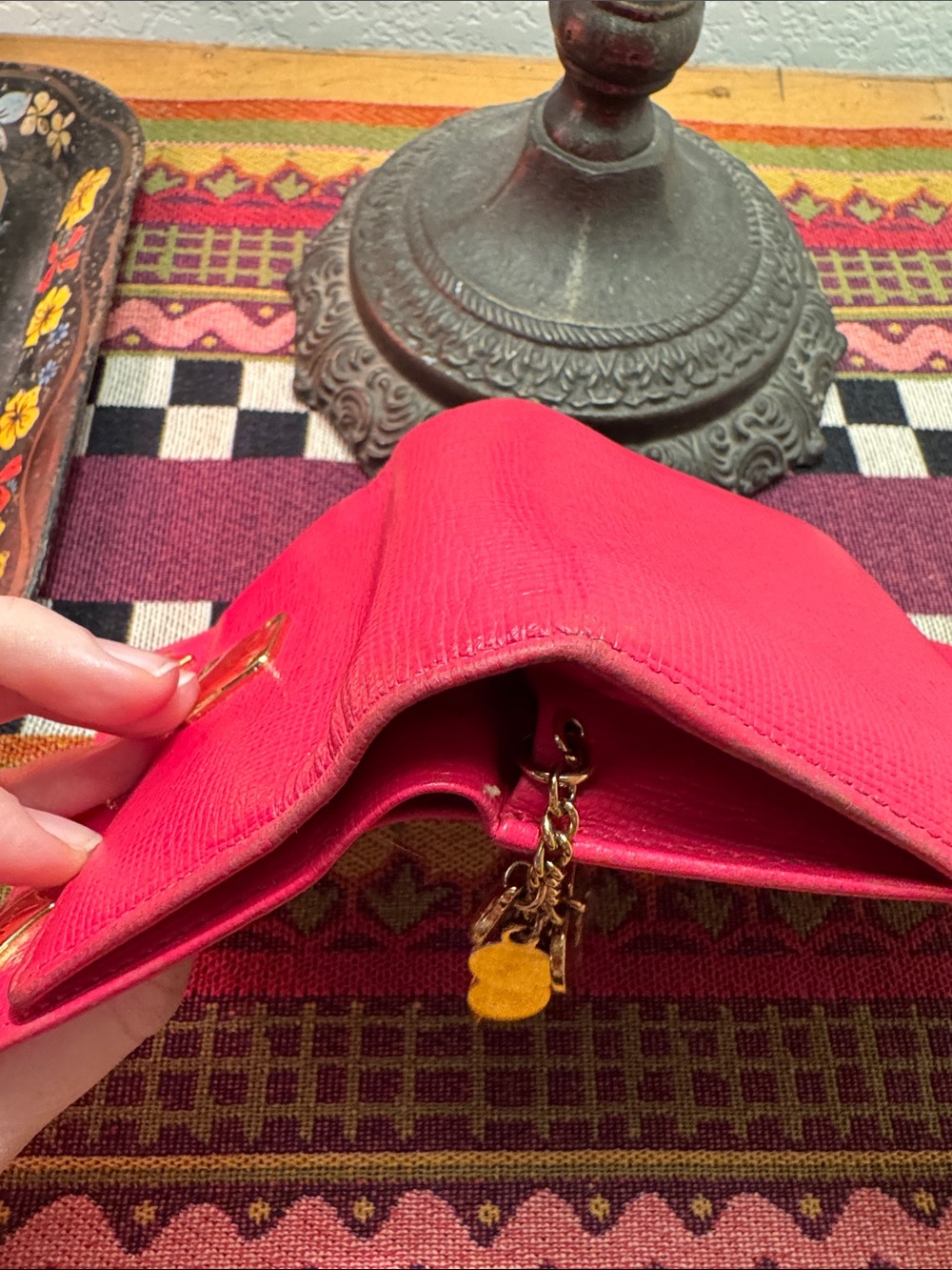 MCM Hot Pink Leather Continental Wallet with Gold Hardware - Picture 5 of 9